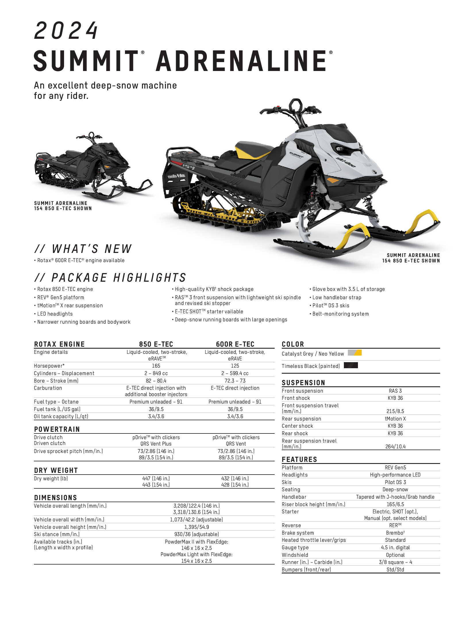 2024 Ski-Doo Summit Adrenaline specs