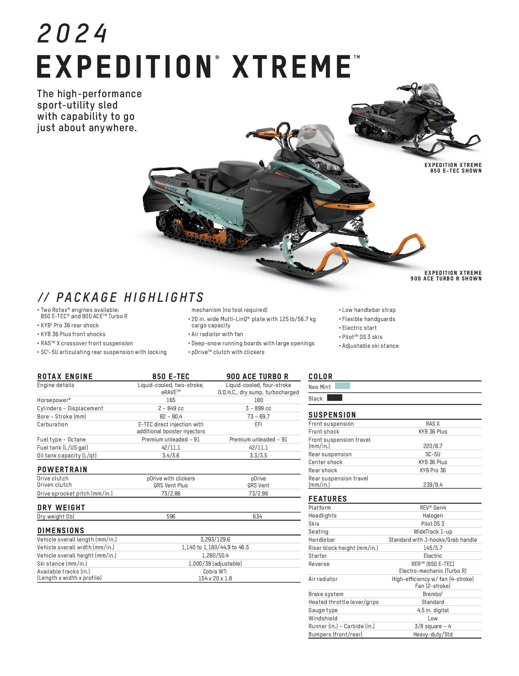 2024 Ski-Doo Expedition Extreme specs