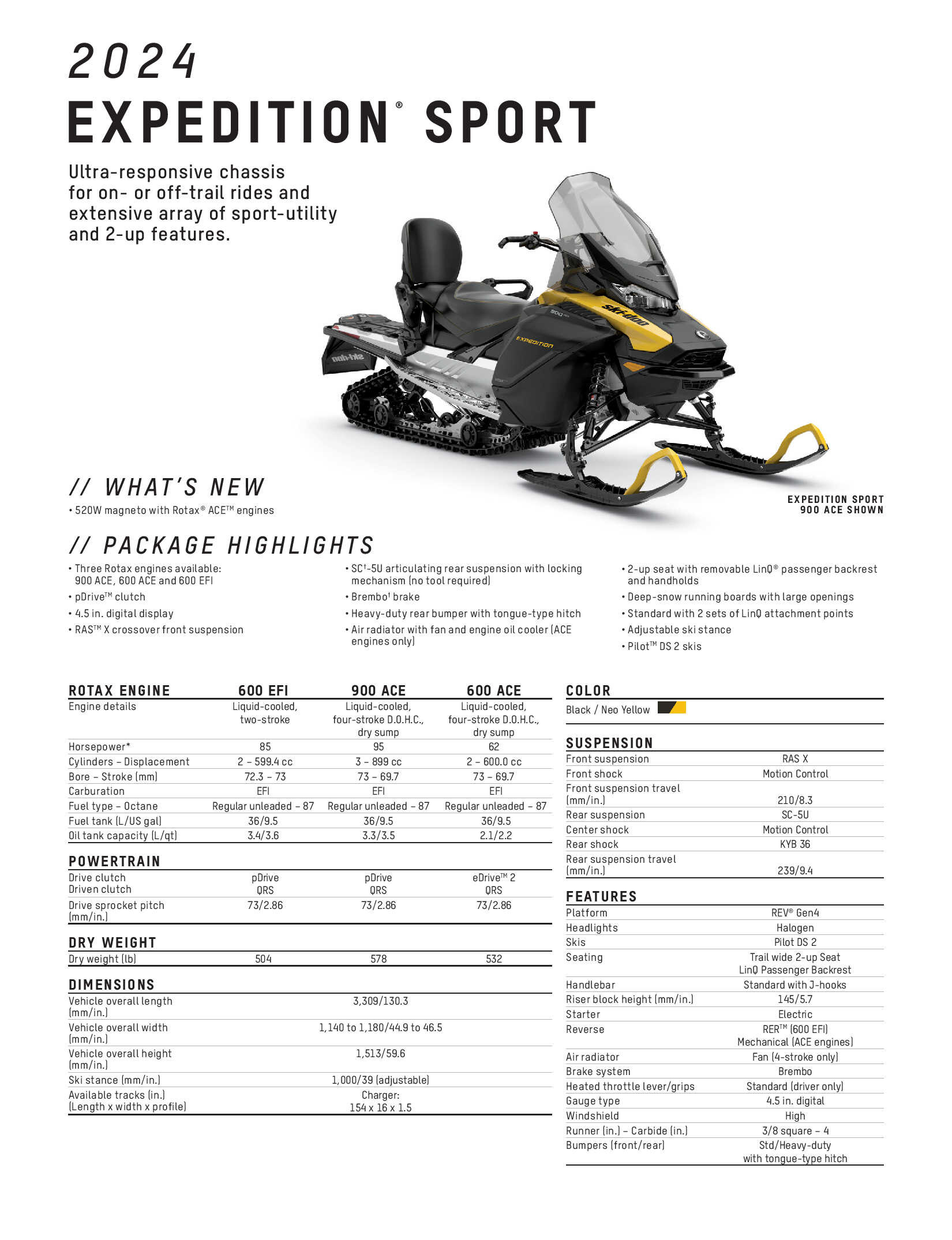 2024 Ski Doo Expedition Sport Specs