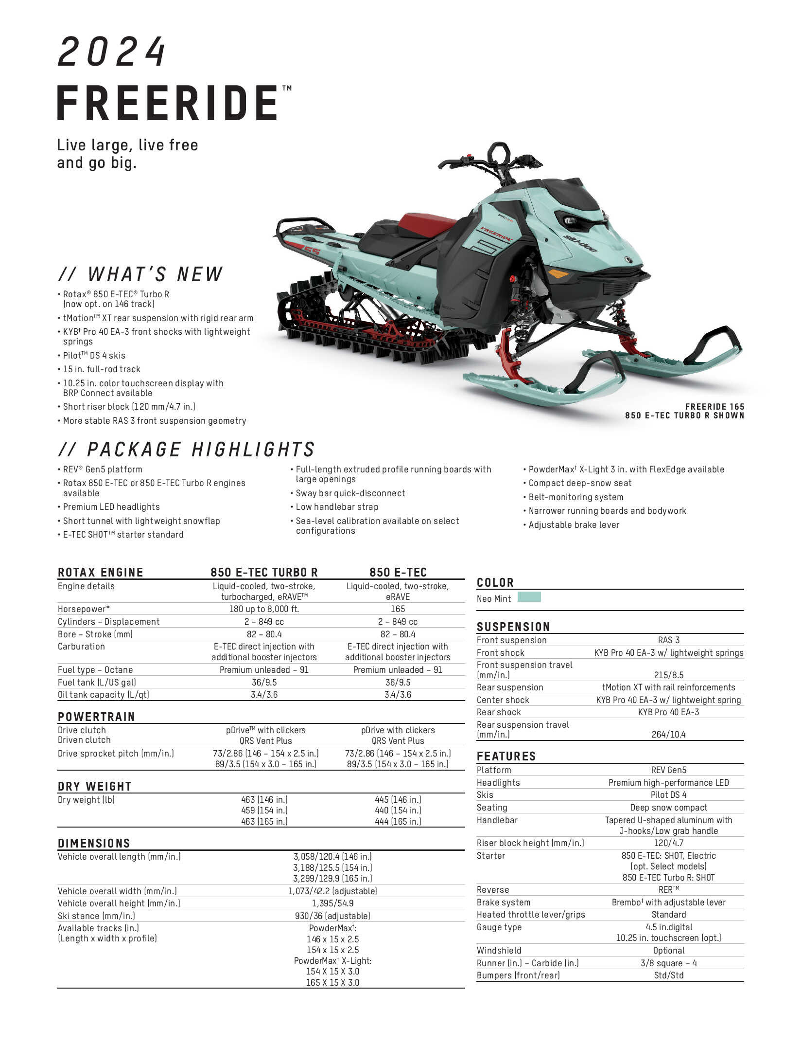 2024 Ski-Doo Freeride specs