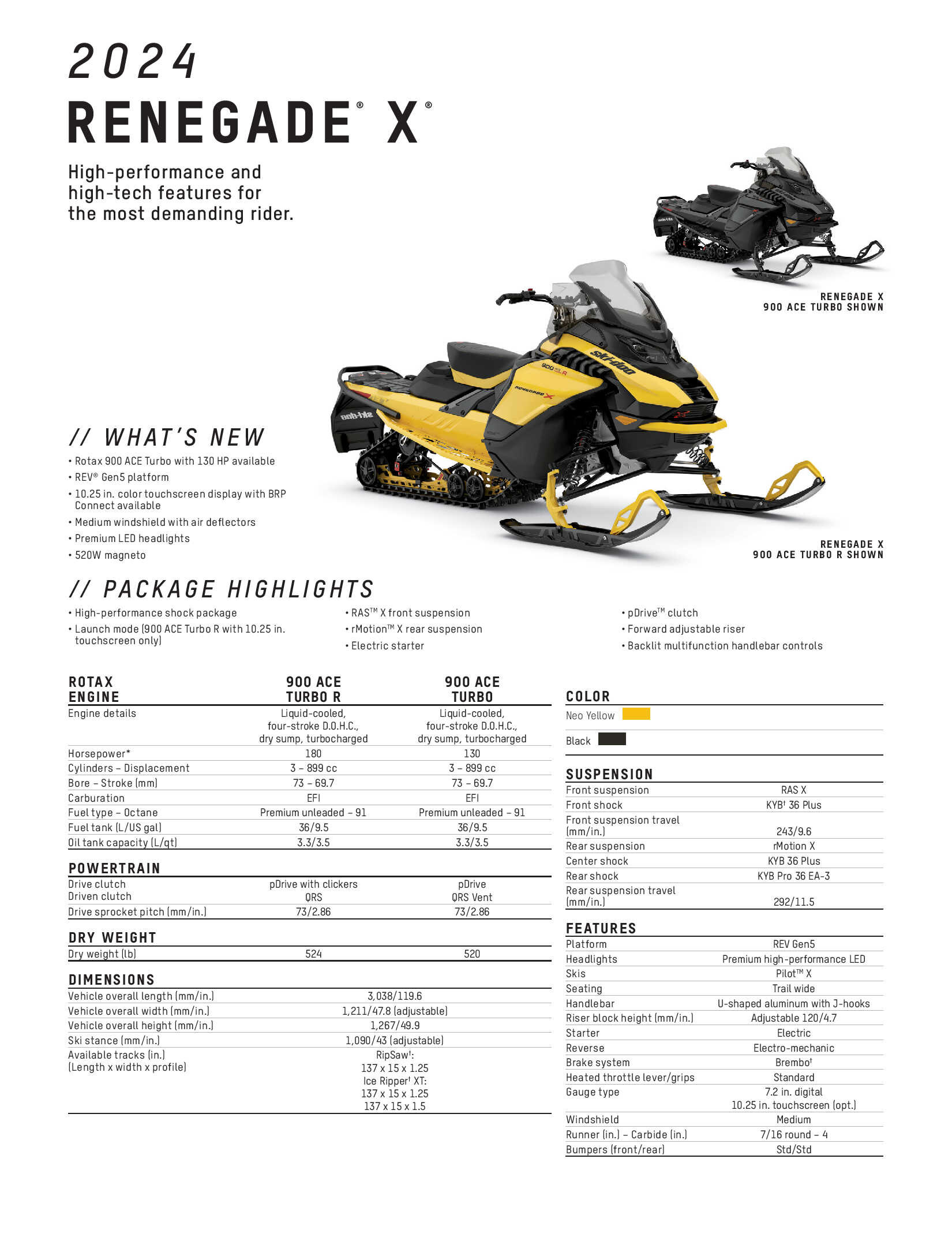 2024 Ski-Doo Renegade X Specs