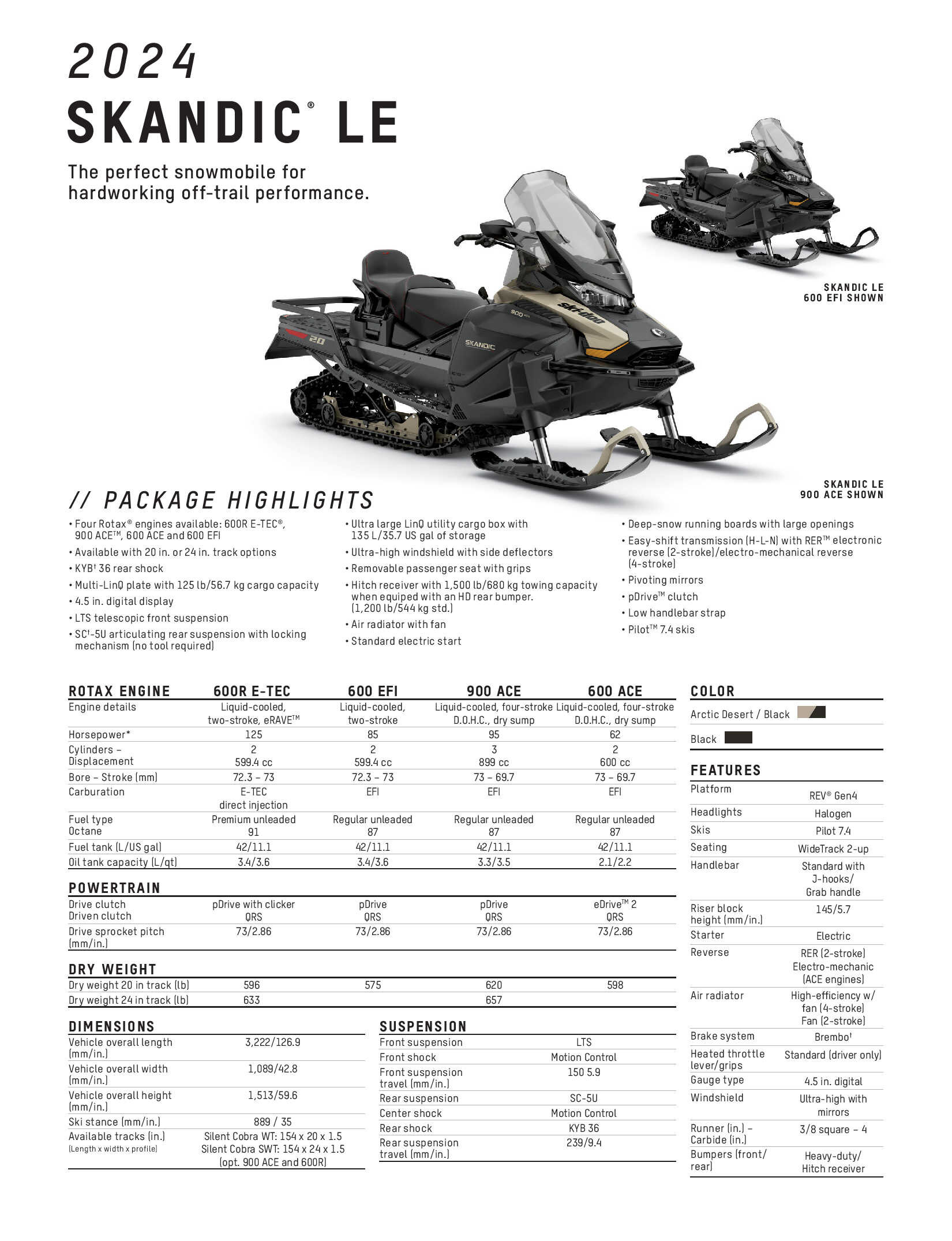 2024 ski Doo Skandic LE Specs